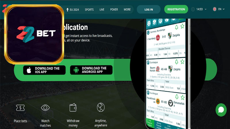 Các bước app 22Bet chi tiết ho cả IOS và Android